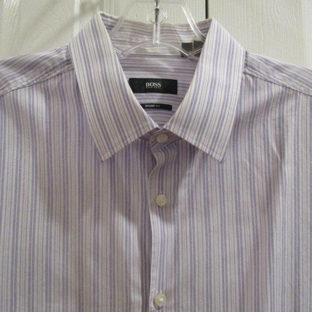 Hugo Boss Striped Dress Shirt 16.5 Neck 34-35 Sleeve Office Wear Professional - Picture 3 of 7